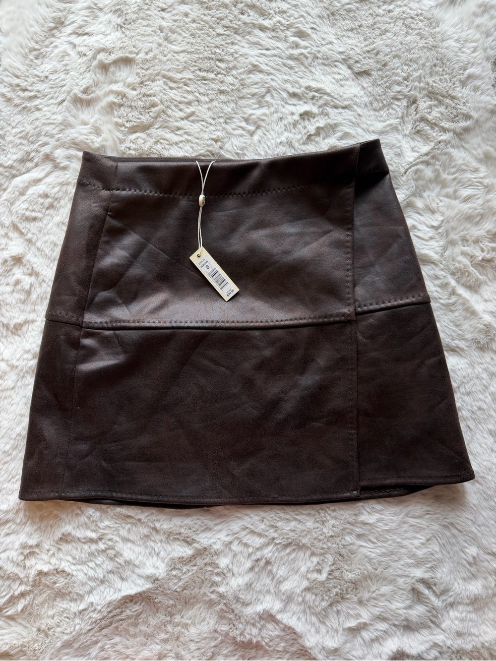 Max Studio Chocolate Brown Faux Leather Mini Skirt